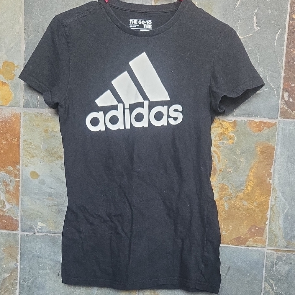 Adidas Women's Black Tee with White Logo
